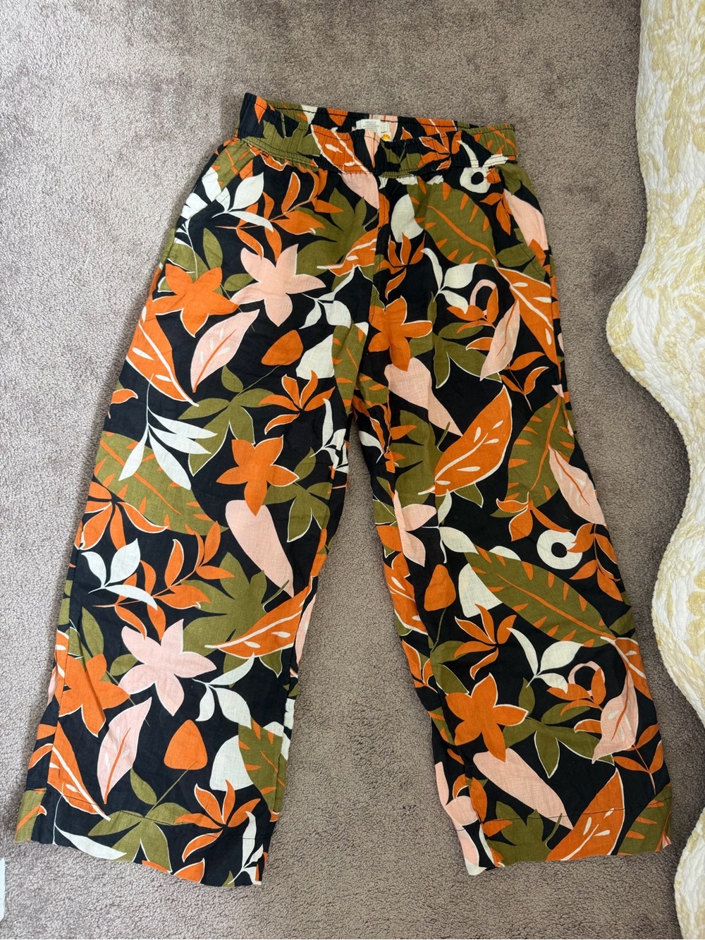 C&C California Black Wide-Leg Pants 100% Linen